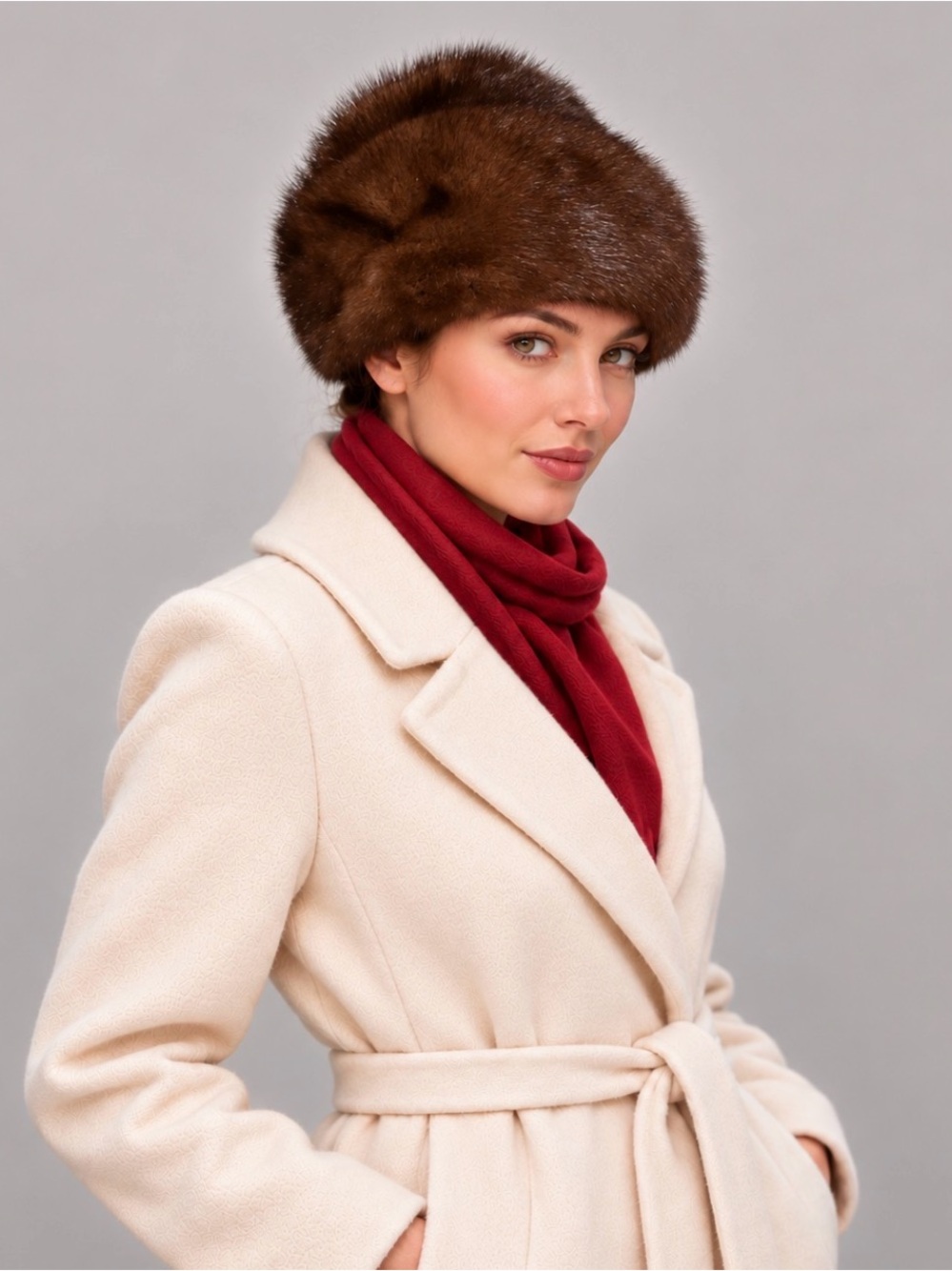 Vintage Franklin Simon Salon Brown Mink Fur Hat Made in USA